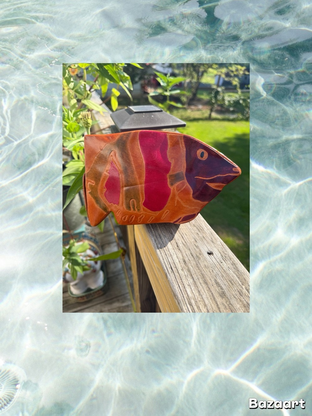 Vintage Genuine Hand Crafted Soft Leather Fish Coin Bank with Snap Made in India